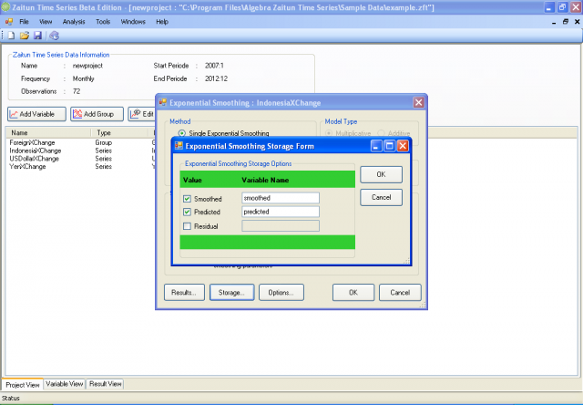 Exponential Smoothing Storage Form